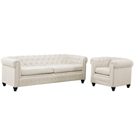 Earl 2 Piece Upholstered Fabric Living Room Set 1778-BEI-SET