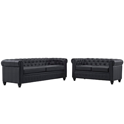 Earl 2 Piece Upholstered Vinyl Living Room Set 1779-BLK-SET