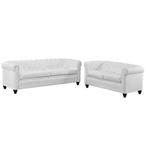 Earl 2 Piece Upholstered Vinyl Living Room Set 1779-WHI-SET