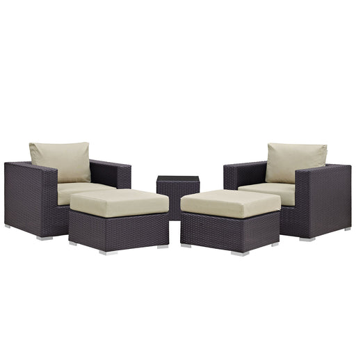 Convene 5 Piece Outdoor Patio Sectional Set 1809-EXP-BEI-SET