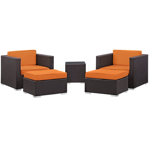 Convene 5 Piece Outdoor Patio Sectional Set 1809-EXP-ORA-SET