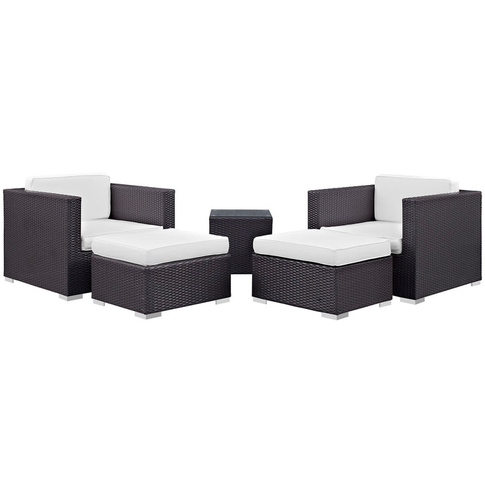 Convene 5 Piece Outdoor Patio Sectional Set 1809-EXP-WHI-SET