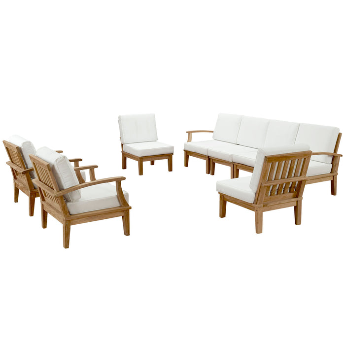 Marina 8 Piece Outdoor Patio Teak Set 1817-NAT-WHI-SET