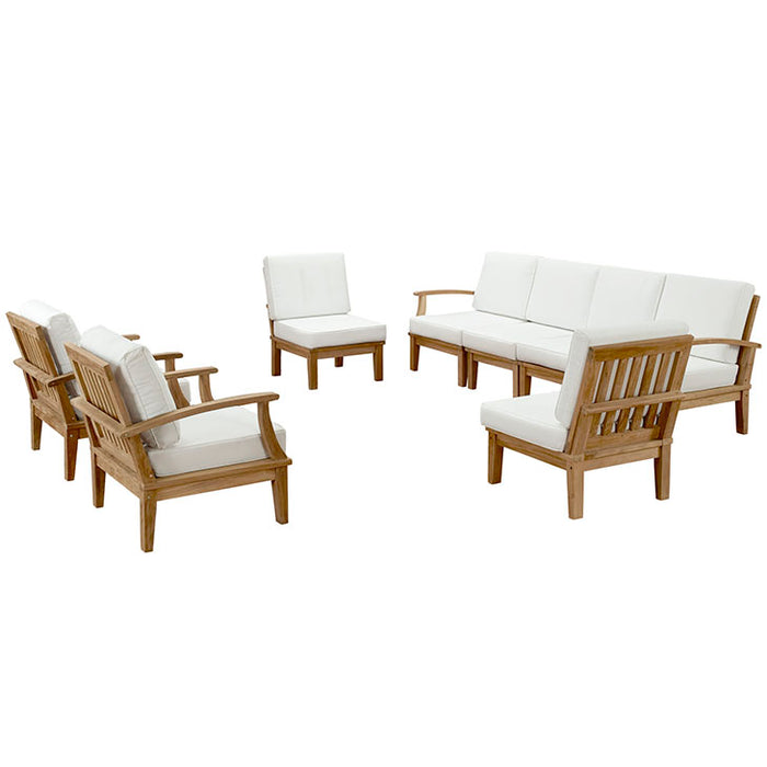 Marina 8 Piece Outdoor Patio Teak Sofa Set 1817-NAT-WHI-SET