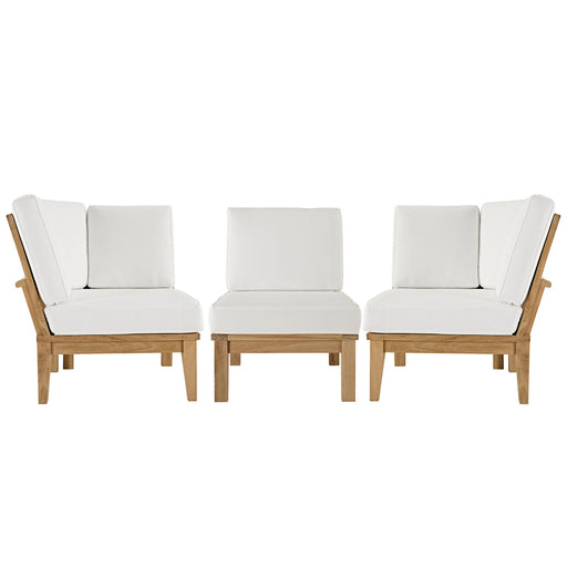 Marina 3 Piece Outdoor Patio Teak Set 1820-NAT-WHI-SET