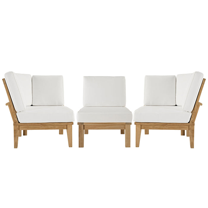 Marina 3 Piece Outdoor Patio Teak Set 1820-NAT-WHI-SET