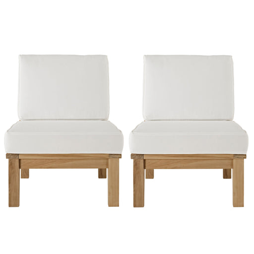 Marina 2 Piece Outdoor Patio Teak Set 1821-NAT-WHI-SET