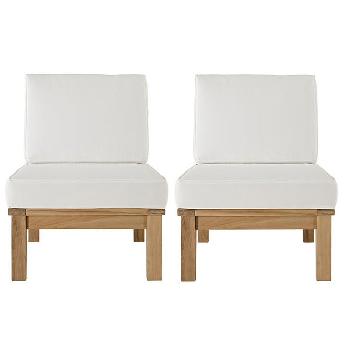 Marina 2 Piece Outdoor Patio Teak Sofa Set 1821-NAT-WHI-SET