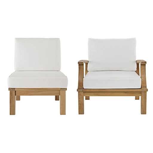 Marina 2 Piece Outdoor Patio Teak Sofa Set 1823-NAT-WHI-SET