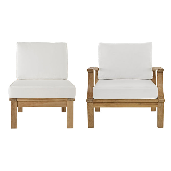 Marina 2 Piece Outdoor Patio Teak Set 1823-NAT-WHI-SET