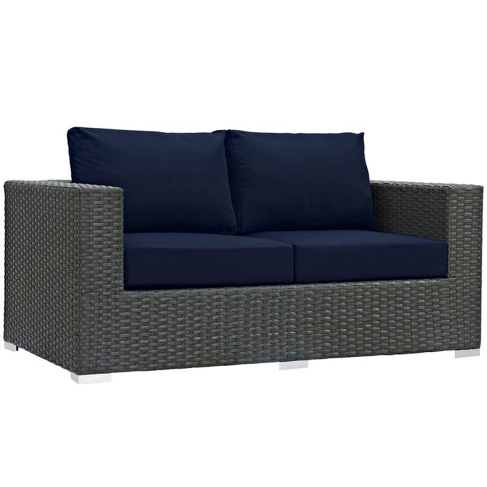 Sojourn Outdoor Patio Sunbrella® Loveseat 1851-CHC-NAV