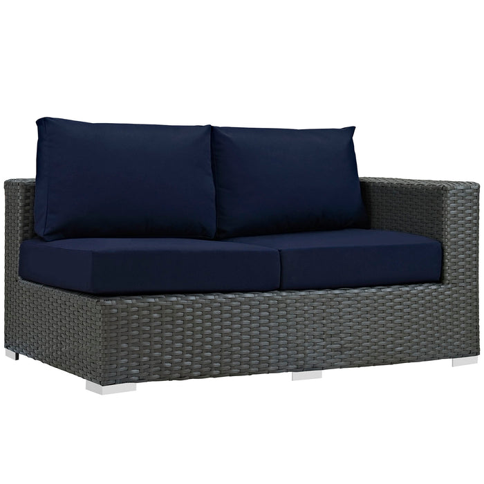 Sojourn Outdoor Patio Sunbrella® Right Arm Loveseat 1857-CHC-NAV