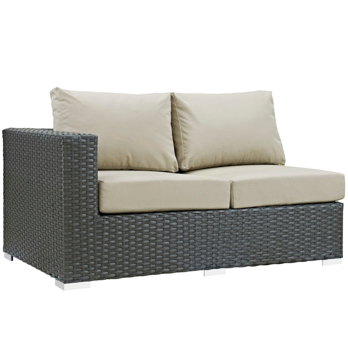 Sojourn Outdoor Patio Sunbrella® Left Arm Loveseat 1858-CHC-BEI