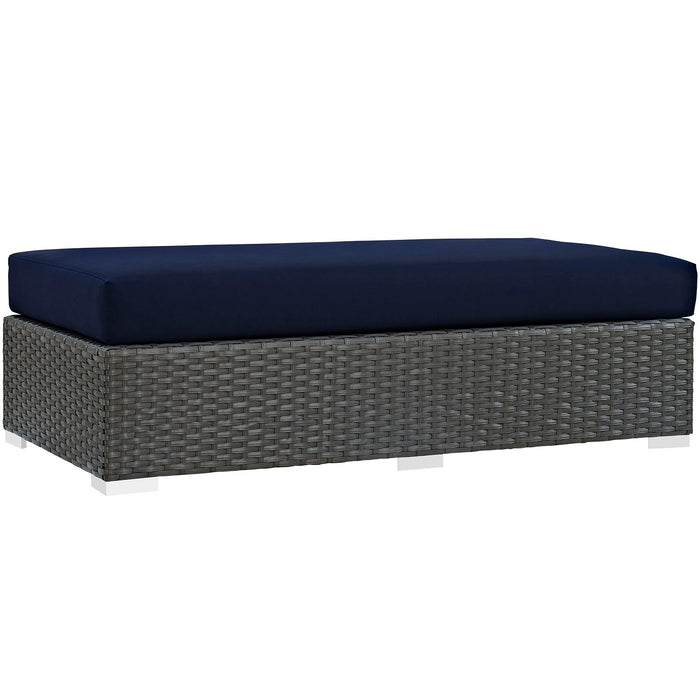 Sojourn Outdoor Patio Fabric Sunbrella® Rectangle Ottoman 1863-CHC-NAV