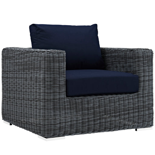 Summon Outdoor Patio Fabric Sunbrella® Armchair 1864-GRY-NAV