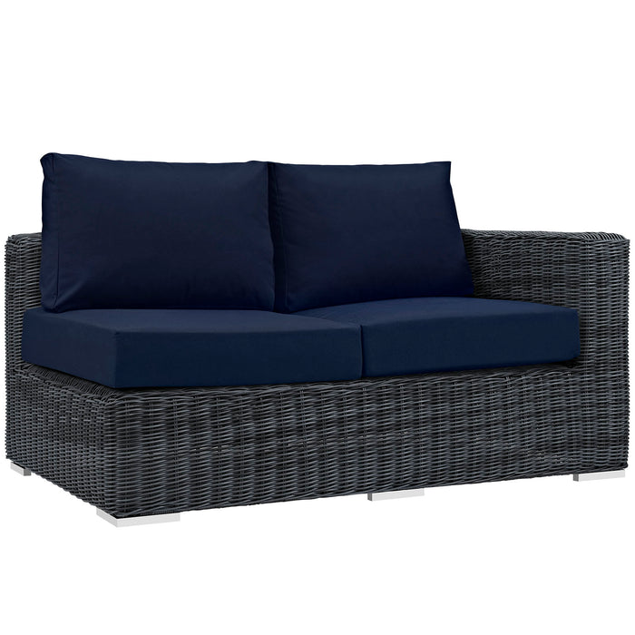 Summon Outdoor Patio Sunbrella® Right Arm Loveseat 1871-GRY-NAV