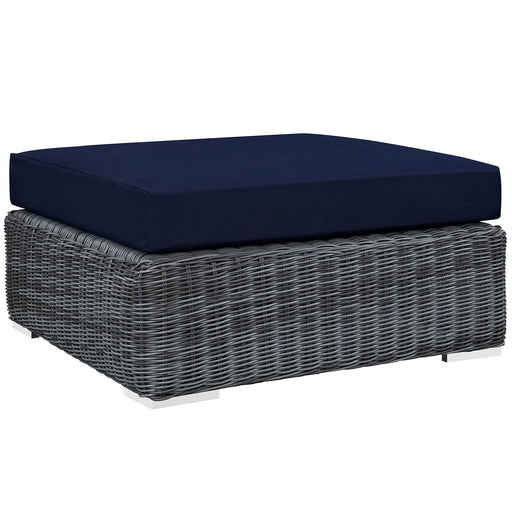 Summon Outdoor Patio Sunbrella® Square Ottoman 1875-GRY-NAV