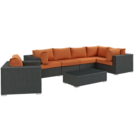 Sojourn 7 Piece Outdoor Patio Sunbrella® Sectional Set 1878-CHC-TUS-SET