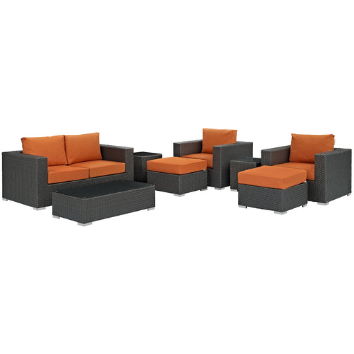 Sojourn 8 Piece Outdoor Patio Sunbrella® Sectional Set 1880-CHC-TUS-SET