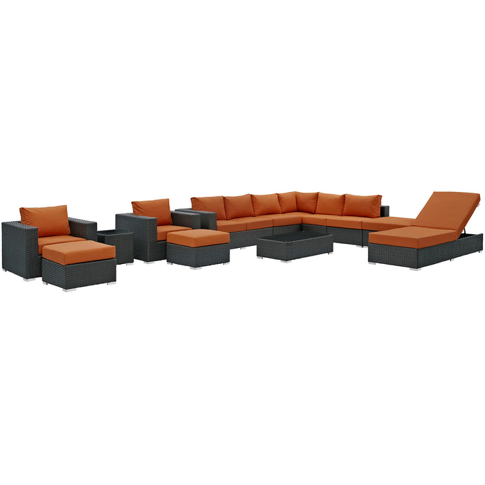 Sojourn 12 Piece Outdoor Patio Sunbrella® Sectional Set 1884-CHC-TUS-SET