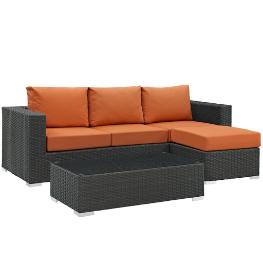 Sojourn 3 Piece Outdoor Patio Sunbrella® Sectional Set 1889-CHC-TUS-SET