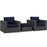 Sojourn 3 Piece Outdoor Patio Sunbrella® Sectional Set 1891-CHC-NAV-SET