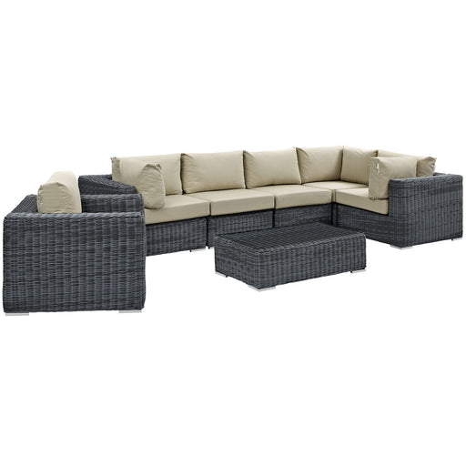 Summon 7 Piece Outdoor Patio Sunbrella® Sectional Set 1892-GRY-BEI-SET