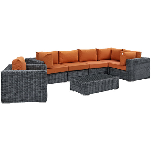 Summon 7 Piece Outdoor Patio Sunbrella® Sectional Set 1892-GRY-TUS-SET