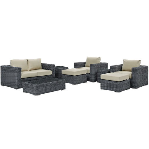 Summon 8 Piece Outdoor Patio Sunbrella® Sectional Set 1894-GRY-BEI-SET