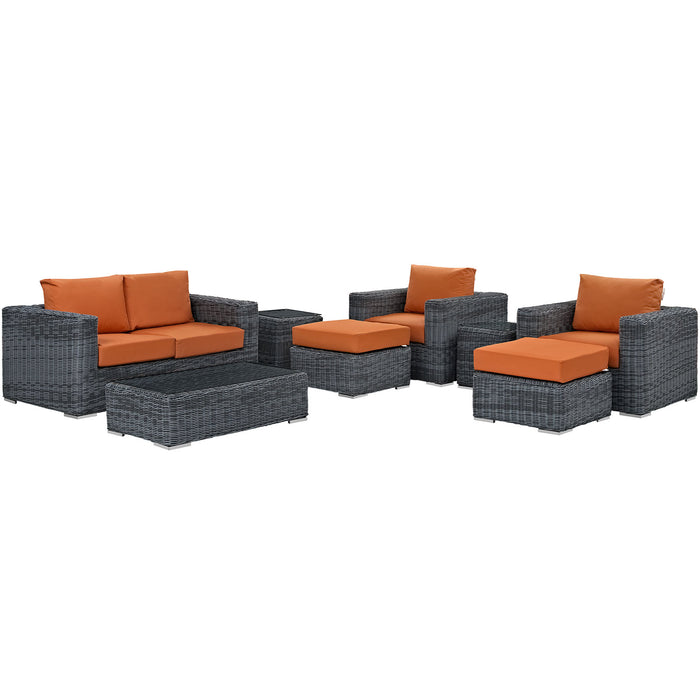 Summon 8 Piece Outdoor Patio Sunbrella® Sectional Set 1894-GRY-TUS-SET