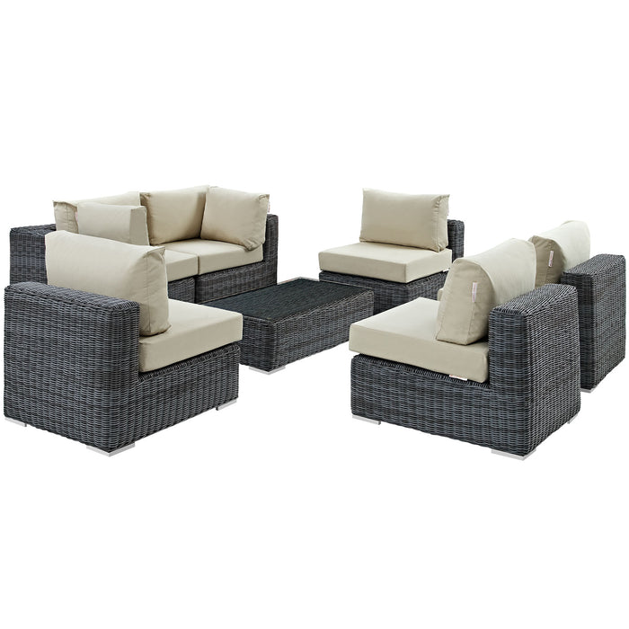 Summon 7 Piece Outdoor Patio Sunbrella® Sectional Set 1897-GRY-BEI-SET