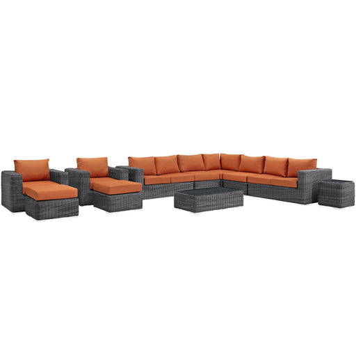 Summon 11 Piece Outdoor Patio Sunbrella® Sectional Set 1899-GRY-TUS-SET