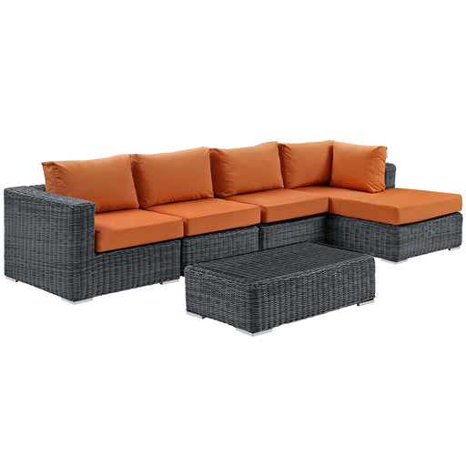 Summon 5 Piece Outdoor Patio Sunbrella® Sectional Set 1900-GRY-TUS-SET