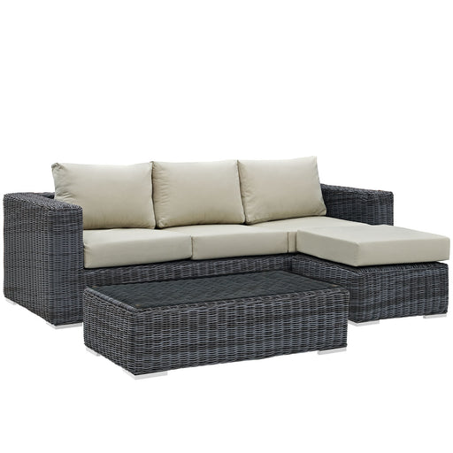 Summon 3 Piece Outdoor Patio Sunbrella® Sectional Set 1903-GRY-BEI-SET