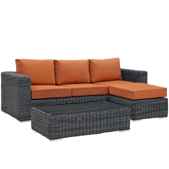 Summon 3 Piece Outdoor Patio Sunbrella® Sectional Set 1903-GRY-TUS-SET