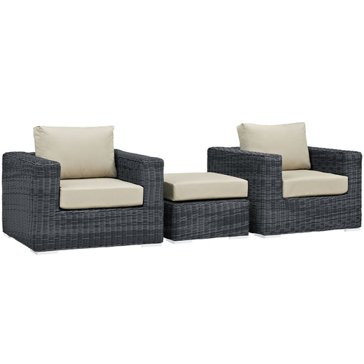 Summon 3 Piece Outdoor Patio Sunbrella® Sectional Set 1905-GRY-BEI-SET