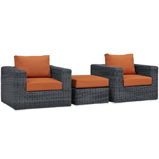 Summon 3 Piece Outdoor Patio Sunbrella® Sectional Set 1905-GRY-TUS-SET