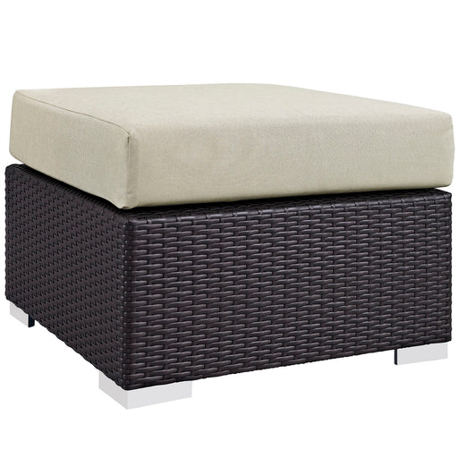 Convene Outdoor Patio Fabric Square Ottoman 1911-EXP-BEI