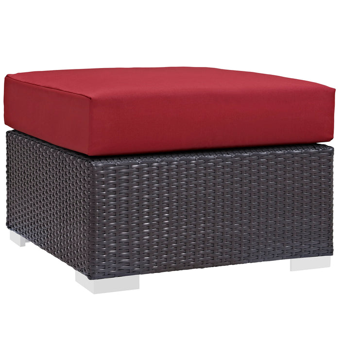 Convene Outdoor Patio Fabric Square Ottoman 1911-EXP-RED