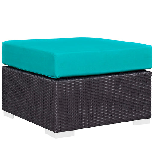 Convene Outdoor Patio Fabric Square Ottoman 1911-EXP-TRQ