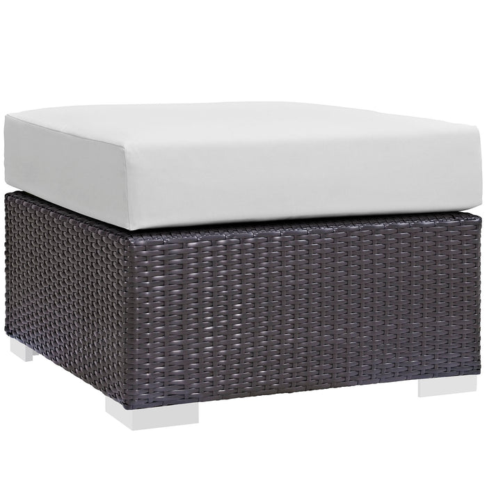 Convene Outdoor Patio Fabric Square Ottoman 1911-EXP-WHI