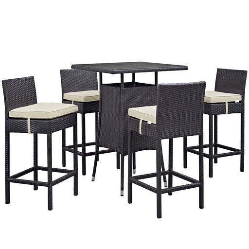 Convene 5 Piece Outdoor Patio Pub Set 1963-EXP-BEI-SET