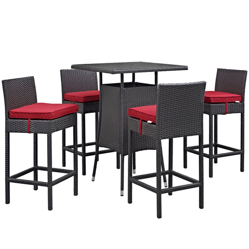 Convene 5 Piece Outdoor Patio Pub Set 1963-EXP-RED-SET