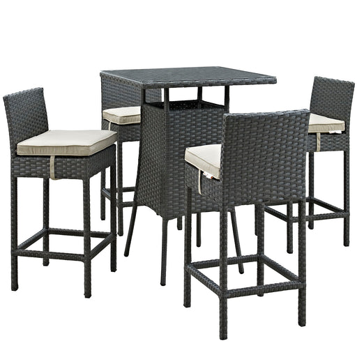 Sojourn 5 Piece Outdoor Patio Sunbrella® Pub Set 1967-CHC-BEI-SET