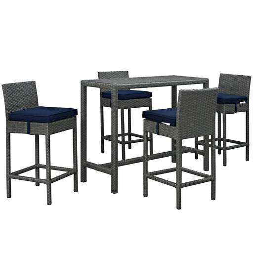 Sojourn 5 Piece Outdoor Patio Sunbrella® Pub Set 1968-CHC-NAV-SET