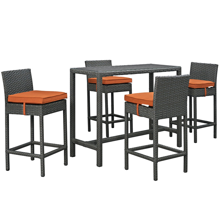 Sojourn 5 Piece Outdoor Patio Sunbrella® Pub Set 1968-CHC-TUS-SET