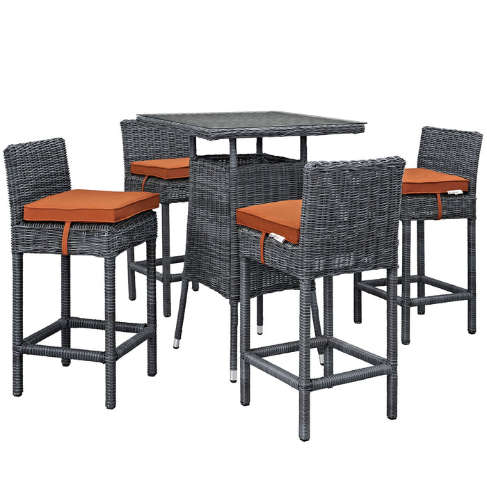 Summon 5 Piece Outdoor Patio Sunbrella® Pub Set 1971-GRY-TUS-SET