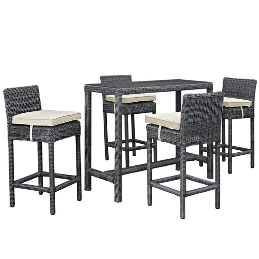 Summon 5 Piece Outdoor Patio Sunbrella® Pub Set 1972-GRY-BEI-SET