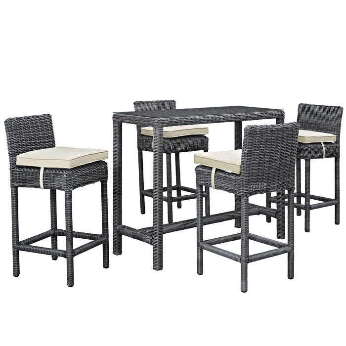 Summon 5 Piece Outdoor Patio Sunbrella® Pub Set 1972-GRY-BEI-SET