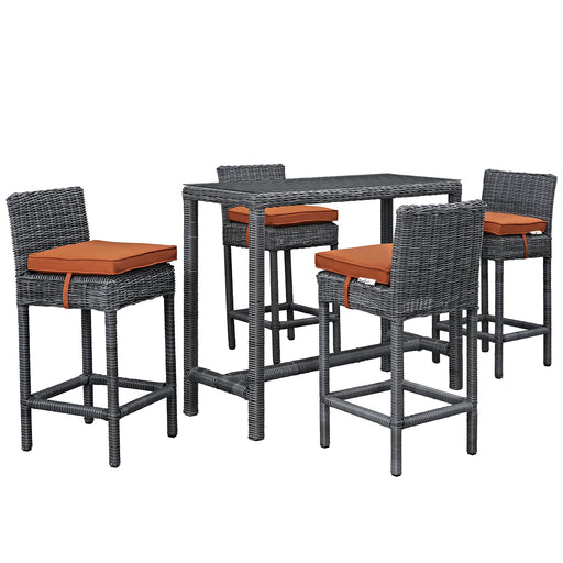 Summon 5 Piece Outdoor Patio Sunbrella® Pub Set 1972-GRY-TUS-SET